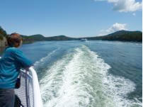 Ferry passing between Galiano Island and Mayne Island